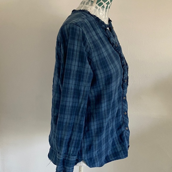 Lucky Brand Blue Plaid Shirt L - Picture 4 of 7
